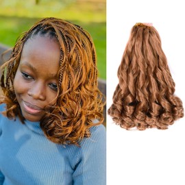 Brown French Curl Braiding Hair 12 Inch Loose Wavy Crochet Hair for Braids 5 Packs Pre Stretched Synthetic Extensions Bouncy French Curly Braids Lightweight Hair for Women (30#, 12inch)