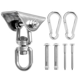 JUNGLE WELL Heavy Duty Swing Hangers 500kg Capacity, 360 Swivel Stainless Steel Swing Hooks, Hardware for Concrete, Wooden Sets Sensory Swing, Playground Equipment, Yoga, Heavy Bag (1 Set)