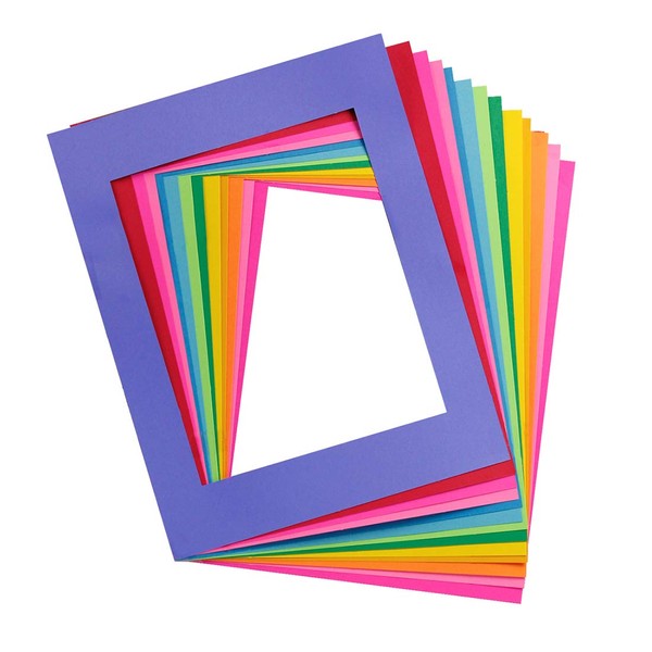 Hygloss Products Bright Specialty Frames Cardstock Paper Frame-Large-11 x 14 Inches-Center Size of 8 x 10 Inches - (10-12 Colors)- 48 Count