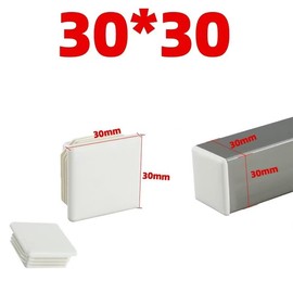 30 * 30mm Square Plastic Plugs,White Plastic End Caps in 24pcs,Chair Leg Pipe Tube Insert Blanking Cover,End Cover Caps for Furniture,Tables,Chairs