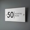Matt White Address House Sign - 297mm x 148mm Contemporary