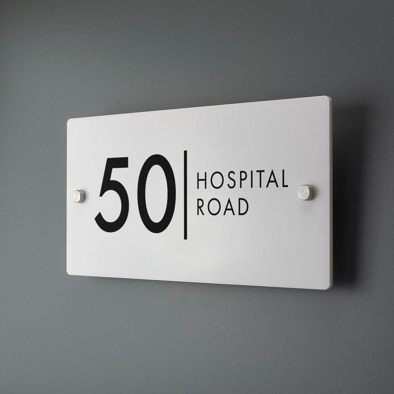 Matt White Address House Sign - 297mm x 148mm Contemporary