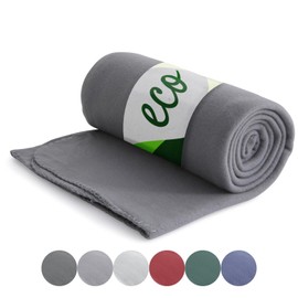 wometo Eco Fleece Blanket Made from 100% Recycled Material + OekoTex and GRS Certified 130 x 160 cm Approx. 400 g Grey with Anti-Pilling and Ribbed Edge