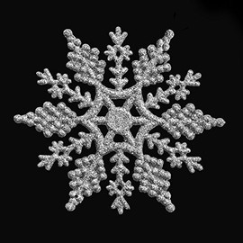 Robelli Glitter Snowflake Star Christmas Tree Hanging Pendant Ornaments Decorations (10cm Silver)