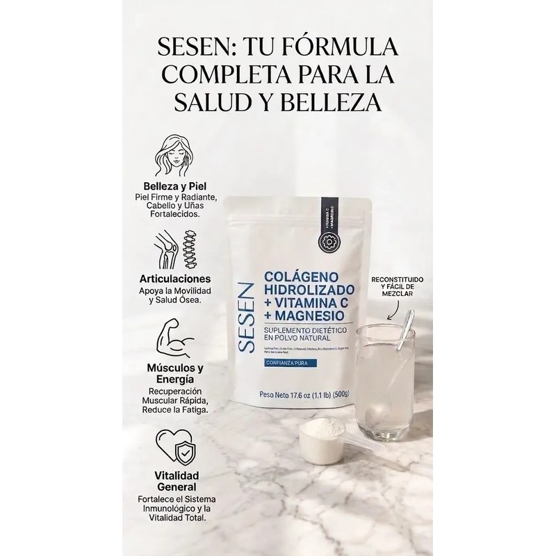 Colágeno Hidrolizado En Polvo Vitamina C Magnesio