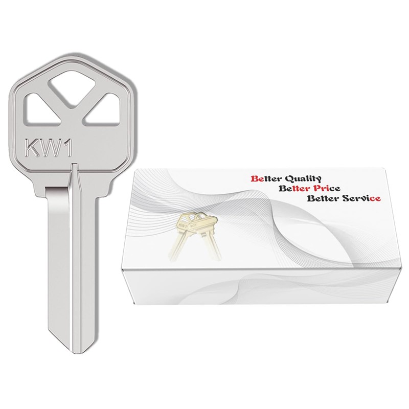 KW1 Blank Key Blanks, Pack of 100 Uncut Blank Keys