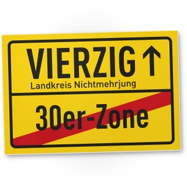 DankeDir! Vierzig Ortsschild - Schild 30 x 20 cm - 40 Jahre Männer & Frauen Geburtstagsgeschenk 40er Geschenk 40. Geburtstag - Geburtstagsdeko Partydeko Geschenkidee Geburtstagskarte