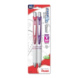 Pentel EnerGel Pearl Deluxe RTX Retractable Liquid Gel Pen, 0.7mm, Pink Ink/Violet Ink, 2 Pack (BL77WBP2PV)