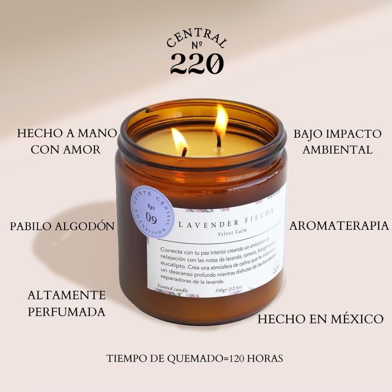 CENTRAL 220 Vela Lavender Fields Lavanda fresca, romero, eucalipto y