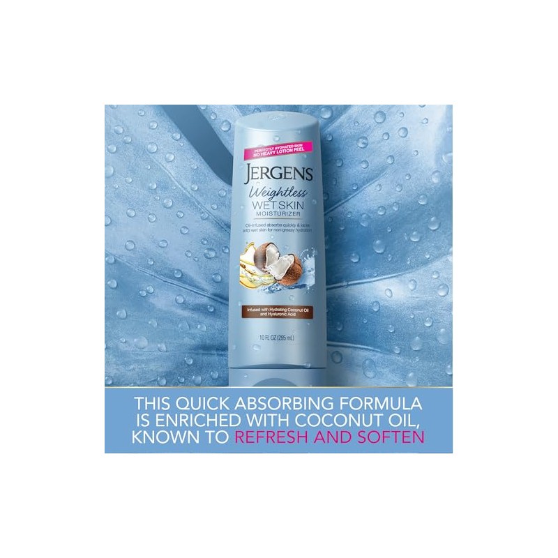 Jergens Wet Skin Moisturizer, Coconut Oil, 10 Ounce