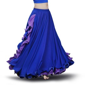 ROYAL SMEELA Falda de gasa para danza del vientre, falda tribal para danza del vientre, disfraz para mujer, traje de carnaval, Azul oscuro, M