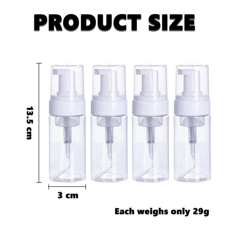 PEPAX 4 Pack Foam Pump Bottle Dispenser - 50ml Foam
