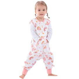 JOJOHEDIA Toddler Sleep Sack with Feet 0.5Tog, Baby Sleeping Sack, Rainbow,9M-2T