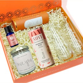 Joyful Co. Mother's Day Gift Box for Mom - Includes Sparkling Rose, Shower Steamer, Essential Oil & More, Unique, Luxury & Caring Gift for Mother's Day & Special Moments