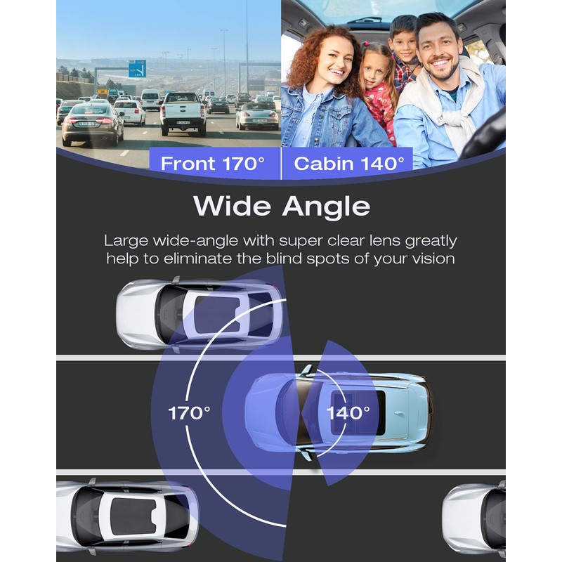 Dual Dash Cam FHD 1080P Front Inside Cabin Car Camera