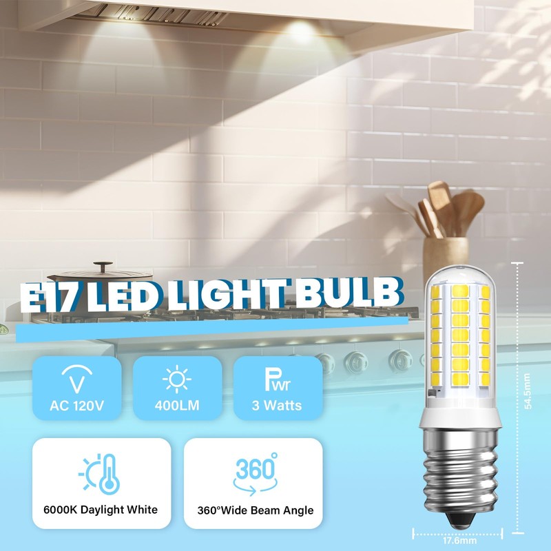 TobeBright E17 LED Microwave Light Bulbs Under Hood, 8206232A Under