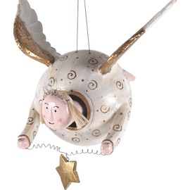 GURU SHOP Thick Floating Angel, Guardian Angel, White, Colour: White, 18 x 18 x 18 cm, Christmas Decoration