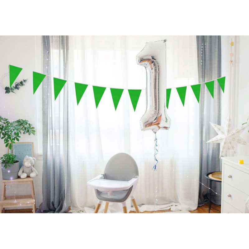 Topeedy 20M Green Bunting Flags Party Decoration,40pcs Reusable GreenPennant for