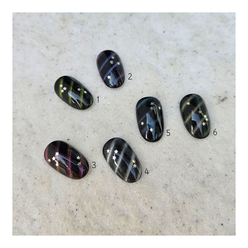 Black Glow Handmade Nail Tips - Long Square / 블랙