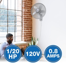Air King 9018 Commercial Grade Oscillating Wall Mount Fan, 18-Inch , White