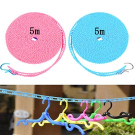 (2 pieces) Laundry Clothesline Approx. 16.4 ft (5 m) Windproof Clothes Drying Rope Travel Drying Rope Portable Convenient Travel Camping Rainy Season Room Drying Rod Elastic Clothesline Nylon