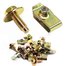 SYudwen Yellow Zinc M6-1.0 Body Fender Bolts and U Nuts, Compatible with Llnc0ln Chrysler Fd Mercury etc, for Interior Exterior Trim Panel, Replace OE# 384931-S36, 384931S36 (10 Sets)