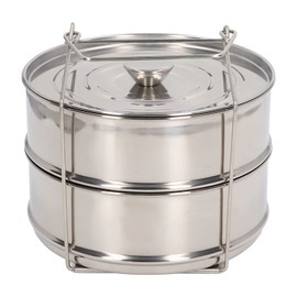Stainless Steel Steamer Basket, ID 18cm 2 Tier Stackable Steamer Insert Pans with Lid, Stacked Steaming Rack Steaming Cookware for Kitchen Cooking