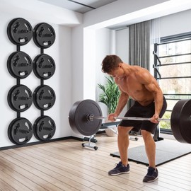 Kipika Weight Plate Storage Rack - Wall Mounted 4-Peg Durable Steel Construction Organizer for Olympic Plates, 1600lb Capacity, Space-Saving for Home Gym