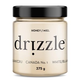 Drizzle White Raw Honey - All Natural Pure Raw Honey, Unfiltered & Unheated, Use in Tea & Coffee, Sugar Substitute, Certified Kosher - 13.2 oz Jar (375 g)