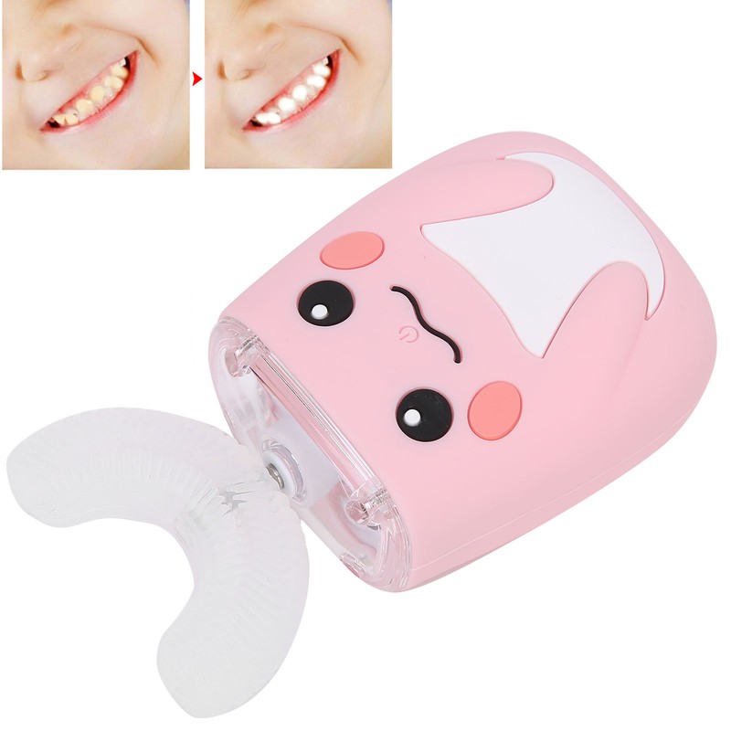 Children Electric Toothbrush Teeth Cleaning Massage UShape Waterproof Automatic Toothbrush(Pink