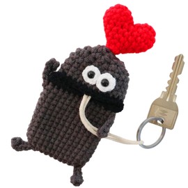 macaroni edge mascot key case monster key holder key holder key storage Korean miscellaneous goods handmade, Black