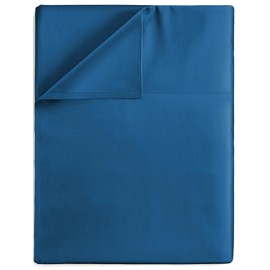 Full Size Flat Bed Sheet - Hotel Luxury Single Flat Sheet Only - Wrinkle Free & Fade Resistant Flat Sheet - Extra Soft, Comfy & Breathable Flat Sheet for Women & Men - Royal Blue Top Flat Sheet Only