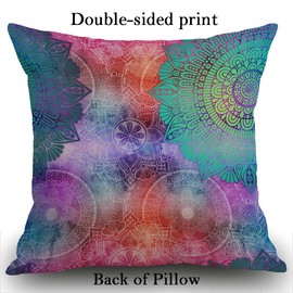 Smooffly Arabic Floral Cushion Cover Vintage Decorative Elements Pattern Tile with Mandalas Decorative Square Pillow Case for Home Bedroom Living Room Throw Pillow Cover 18x18 Inch
