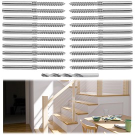 Muzata 20 Pack 3/16" Cable Railing Hardware Kit Swage Lag Screws Left and Right Handed Thread for Wood Post T316 Stainless Steel Deck Cable Railing System 10 Pairs CK27