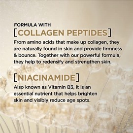 L'Oreal Paris Age Perfect Collagen Expert Anti-Aging Day Face Moisturizer AM, Collagen Peptides, Niacinamide, Age Perfect For Mature Skin, Suitable for sensitive skin, Dermatologist Tested, 2.5 oz