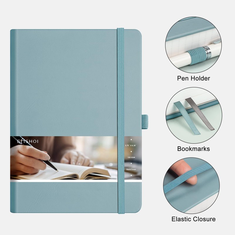 EMSHOI 400 Pages Notebook A5 - Lined Journal 100gsm Thick