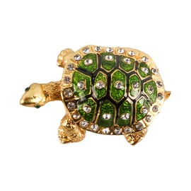 Ieron Crystals Bejeweled Turtle Trinket Box Tortoise Jewelry Box Tortoise Figurine Jewelry Ring Holder Box Decorative Sparkling Diamond Ornaments Keepsake Box(Green)