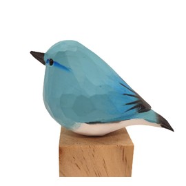 TALKLEK Hand Carved Wooden Bird Figurines, Creative Small Bird Statue for Home Decor, Bird Gifts for Bird Lovers (Blue Robin)