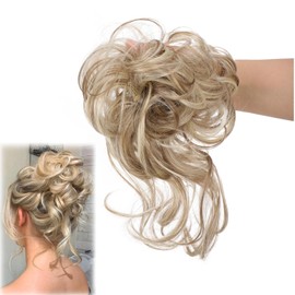 SSKHE Messy Bun Hair Piece for Women Messy Bun Real Hair Hair Bun, Tousled Updo Elastic Hair Bun Hair Piece for Women Synthetic Messy Hair Bun Donut Accessories Scrunchies (Brilliant Brown)