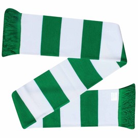 Beyond Happy Green and White Traditional Football, Rugby and Sports Fans Bar Scarf