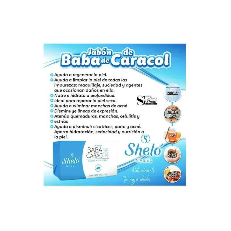 2 Pack Crema Facial Jabón Baba Caracol Sheló Nabel regalo