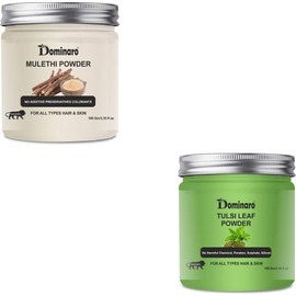 Dominaro 100 % Organic Mulethi & Tulsi Leaf Powder For Skin Care & Hair Care 100 gm Combo Pack of 2 Jars 200 gm (200 g)