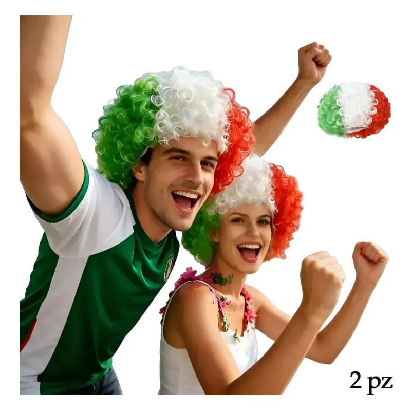 Pack 2 Pelucas Afro Tricolor | Ideal Para Carnaval Y