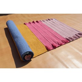 Jaipur Art & Rugs Cotton Yoga Rug - Eco-Friendly Hand-Woven Thick Mat (24”x72”x5mm) for Everyday Fitness at Home - Comfortable & Extra-Long (Multicolor 3)