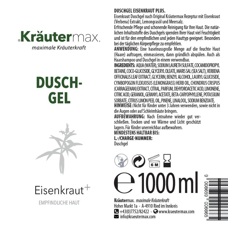 Kräutermax Verbena Shower Gel | Shower Gel & Shampoo with