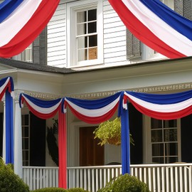 HunnmingRe 3 Pcs 2.5 x 19.7 ft 4th of July Patriotic Bunting Decorations Independence Day Us Flag Decor 1 Red 1 White and 1 Blue DIY Hanging Flag Bunting for Porch Yard Indoor Outdoor Decor Party