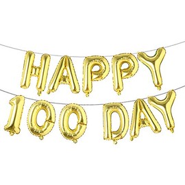 Alphabet Letters Foil Balloons Set Happy 100 Day banner Baby shower birthday Party Decoration Supplies (Gold)