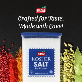 Badia Kosher Salt, 8 oz – Essential Kitchen Kosher Salt for Cooking, Baking & Everyday Seasoning