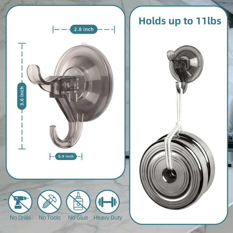 Antimbee 3 Pack Suction Cup Hooks, Clear Suction Hanger, Removable