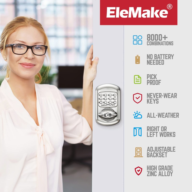 Keyless Entry Keypad Deadbolt - Digital & Mechanical Door Lock,